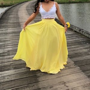 Yellow boho prom dress